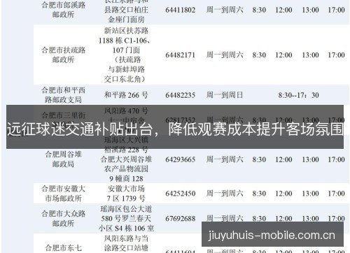 远征球迷交通补贴出台,降低观赛成本提升客场氛围 远征球迷交通补贴出台,降低观赛成本提升客场氛围